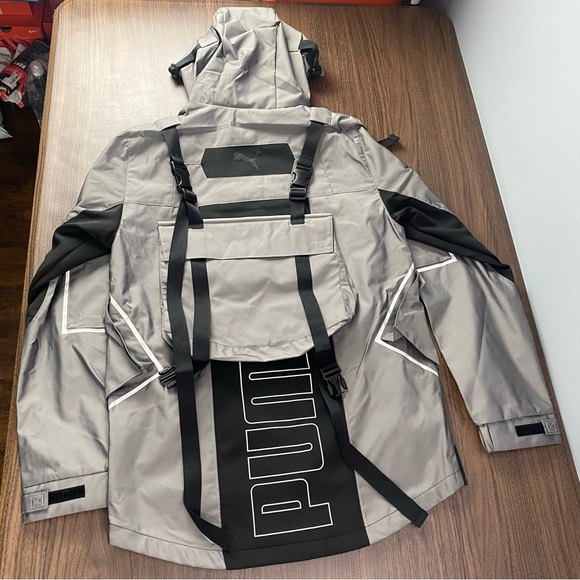 Puma Conqr Full Zip Jacket Silver Black Casual Athletic Outerwear Men’s Sz - Picture 6 of 11